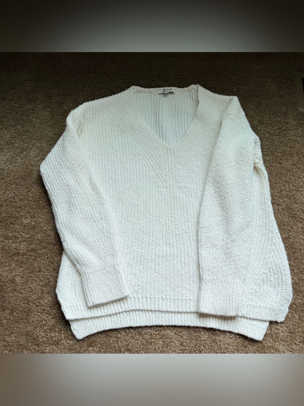 Madewell rib knit sweater Women's V-Neck cream costal boho sz s
